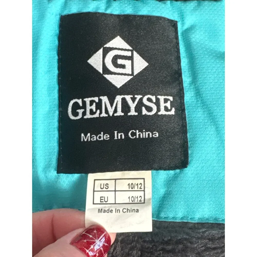 Gemyse Girls Waterproof‎ Winter Jacket Teal Blue Removable Hood Size 10/12